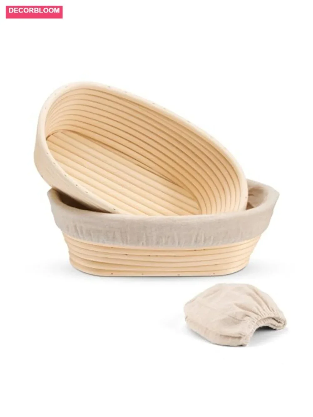 Sourdough Bread Proofing Basket Set of 2 Oval Rattan Dough Rising Bowls with